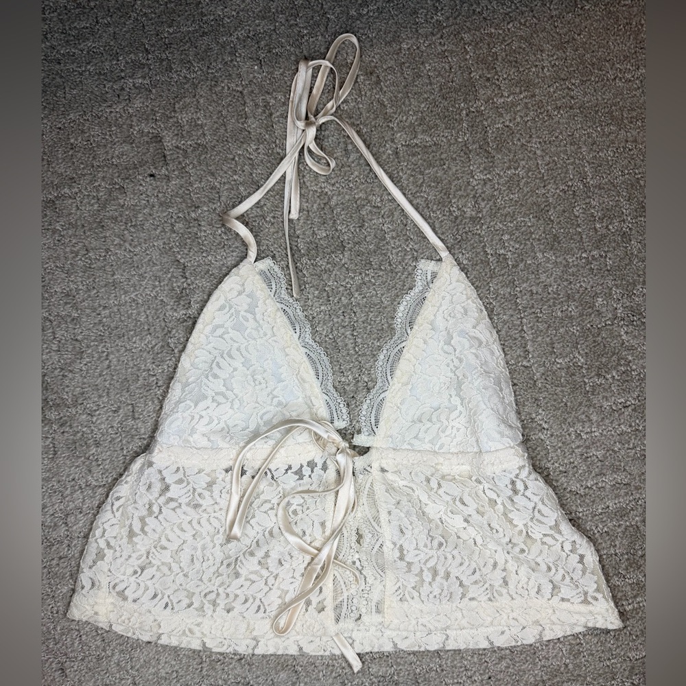 Peppermayo Lace Halter Top in Cream
